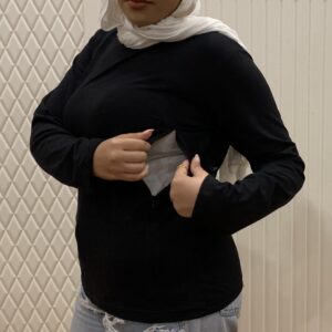 black تيشيرت رضاعة قطن بكم