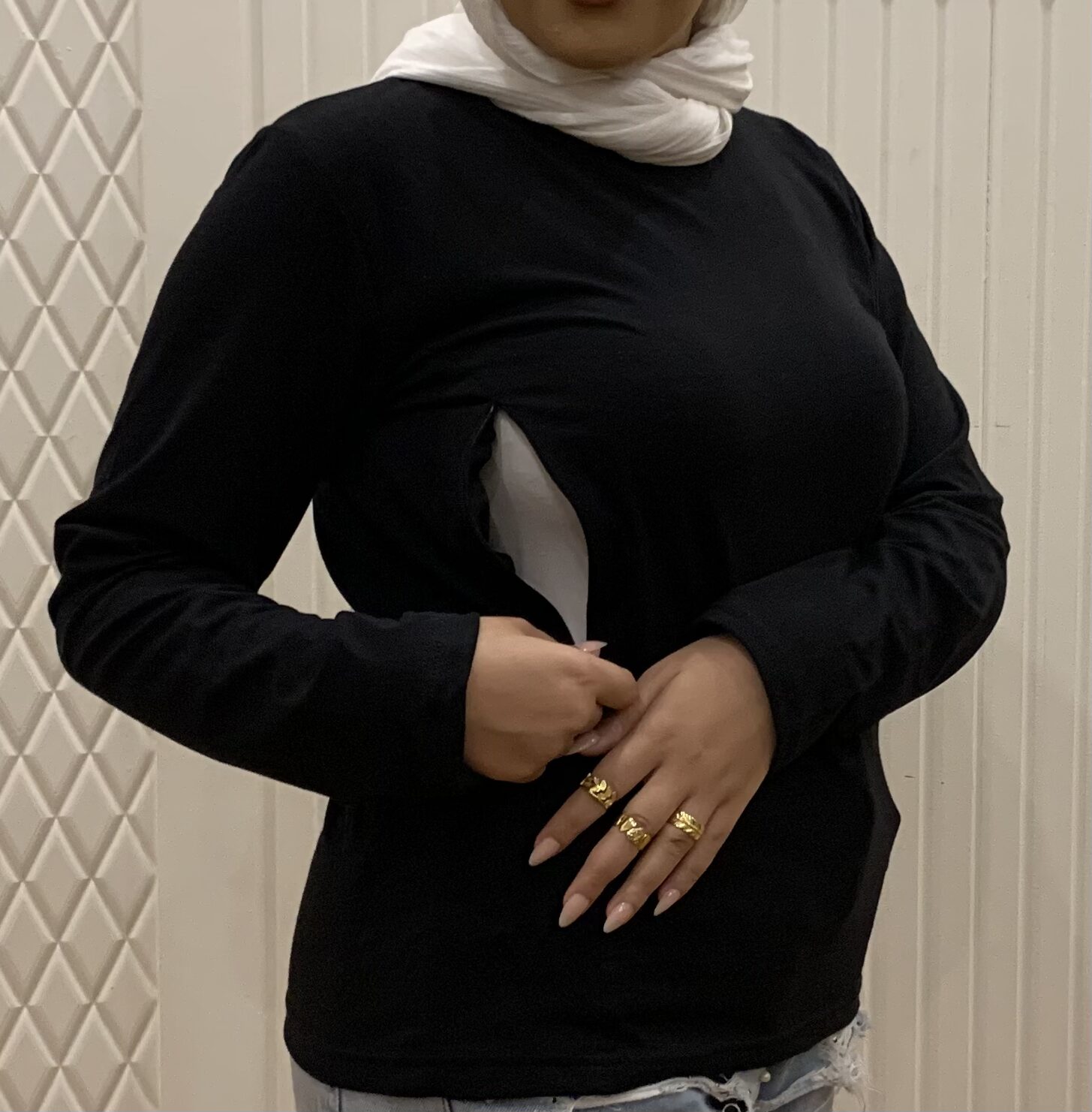 black تيشيرت رضاعة قطن بكم - الصورة 6