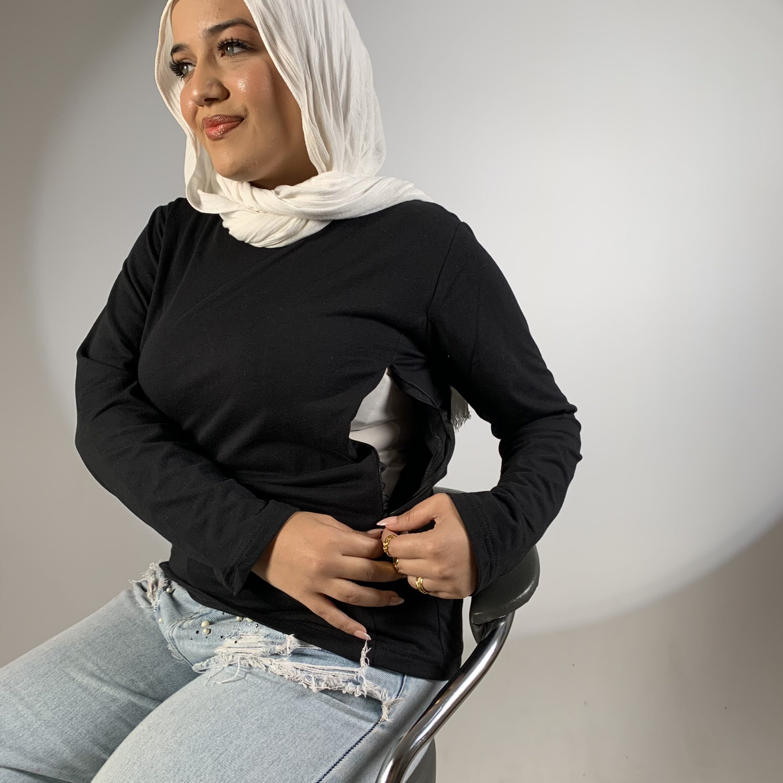 black تيشيرت رضاعة قطن بكم - الصورة 3